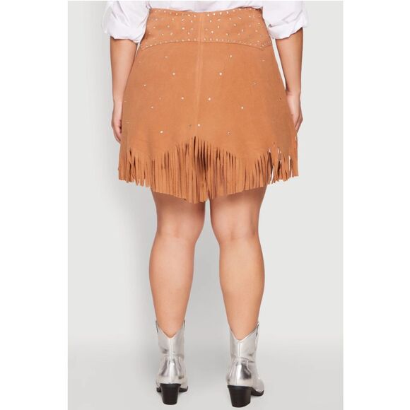Western Style studded fringe over skirt - Picture 2 of 8
